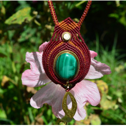 Collier  Micro Macramé pierre Malachite