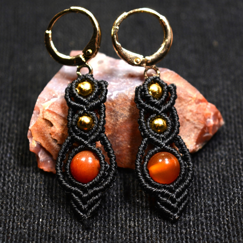 Boucles d'oreilles Agate Rouge