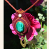 Collier  Micro Macramé pierre Malachite