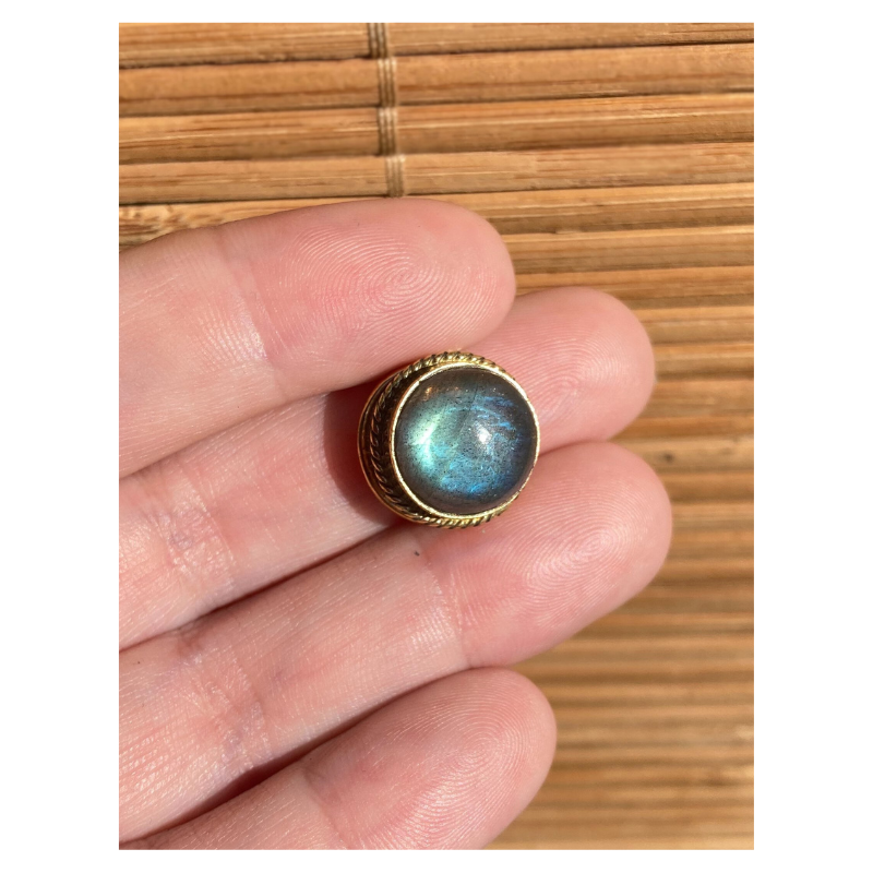 Labradorite Ronde Rainurée 12MM