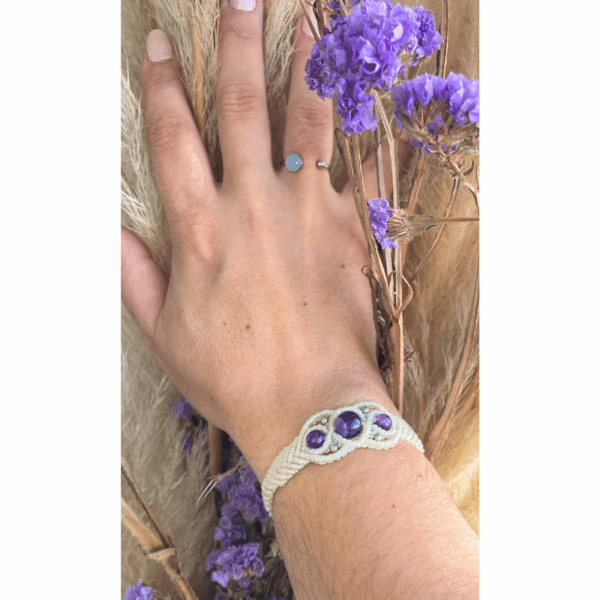 Bracelet améthyste micro macramé