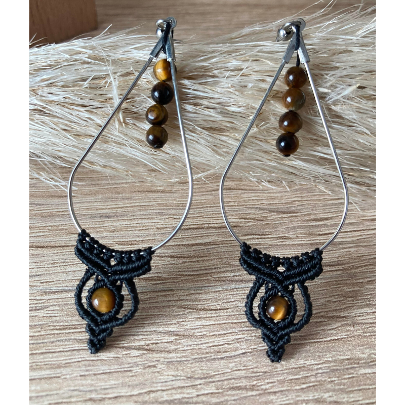 BOUCLES DOREILLES OEIL DE TIGRE