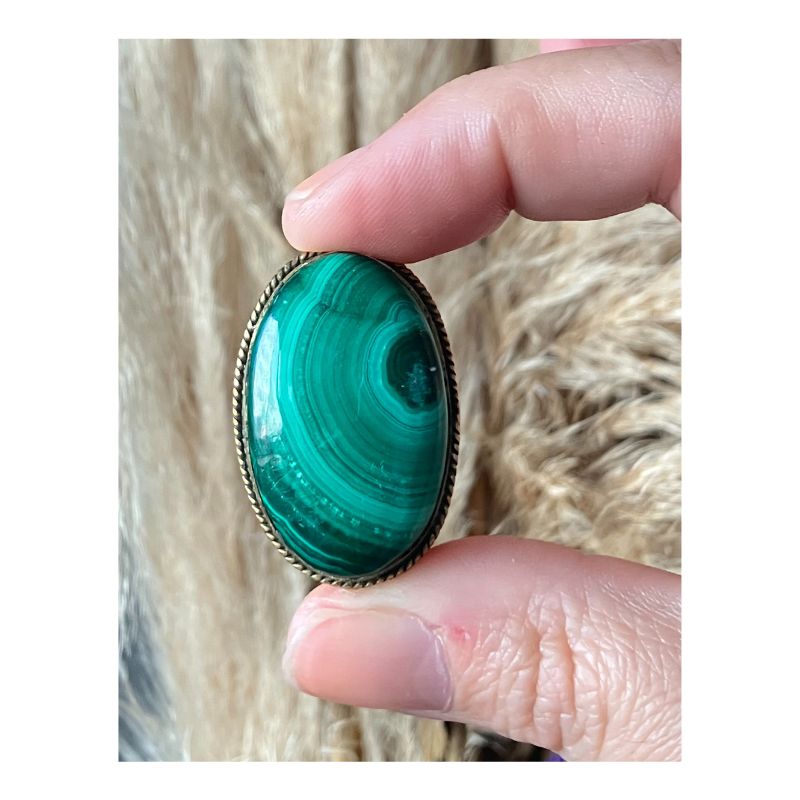 Malachite Ovale Rainurée