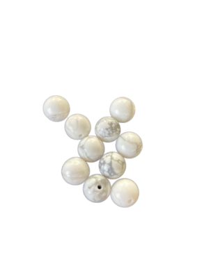 Perles Howlite 6 mm x10 Perles Howlite 6 mm x10 pierre naturelle trou 1 mm pour micro-macramé