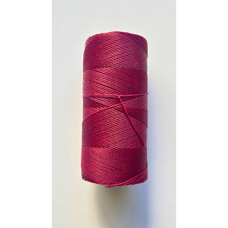 Fil Linhasita Rouge Bordeaux 60 0,75 mm polyester ciré pour micro-macramé fin
