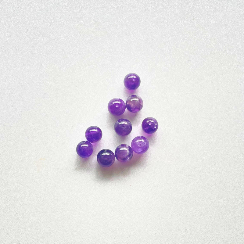 Perles Améthyste 8 mm x10 pierre naturelle trou 1 mm pour micro-macramé
