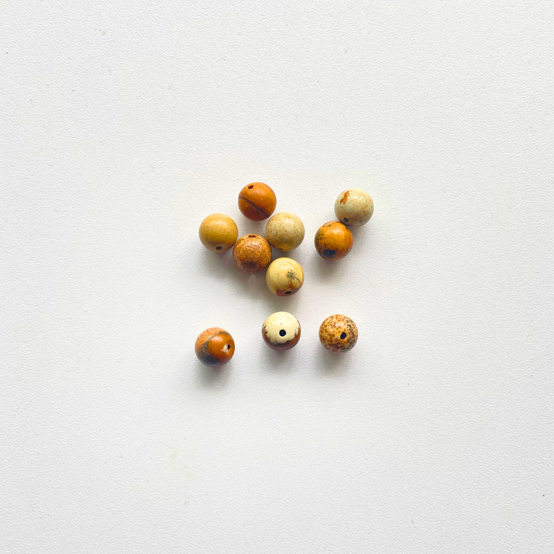 Perles Jaspe Paysage 8 mm x10 pierre naturelle trou 1 mm pour micro-macramé