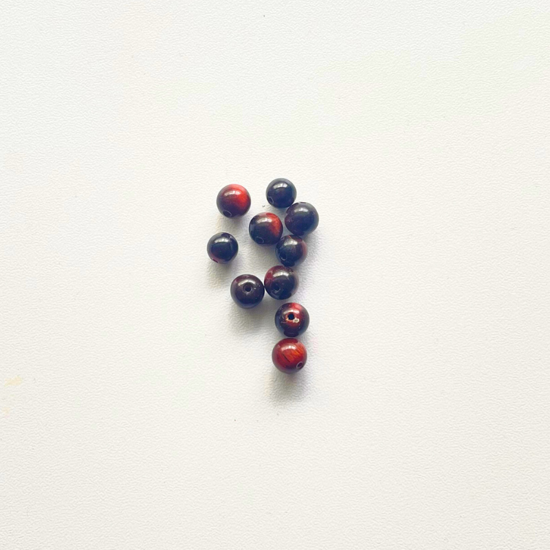 Perles Œil de Taureau 6 mm x10 pierre naturelle trou 1 mm pour micro-macramé