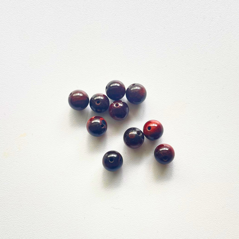 Perles Œil de Taureau 8 mm x10 pierre naturelle trou 1 mm pour micro-macramé