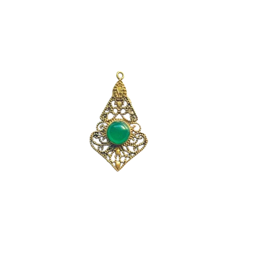pendentif jade en laiton pour creation collier micro macrame ou boucles d oreilles
