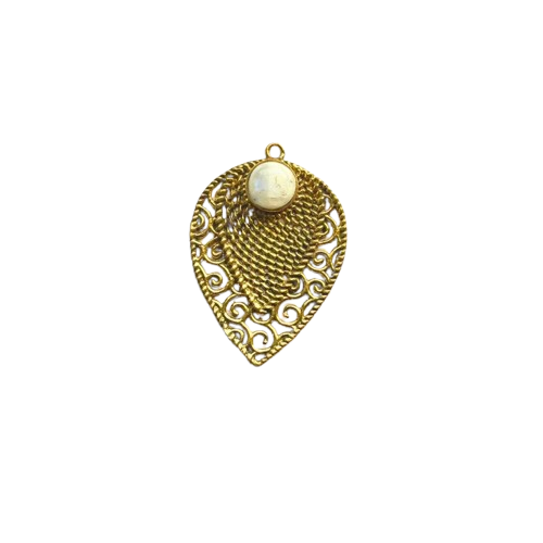 pendentif pierre de lune en laiton pour creation collier micro macrame ou boucles d oreilles