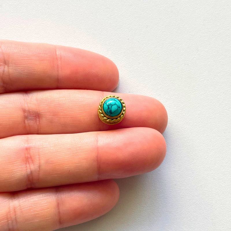 pierre rainurée turquoise 6mm